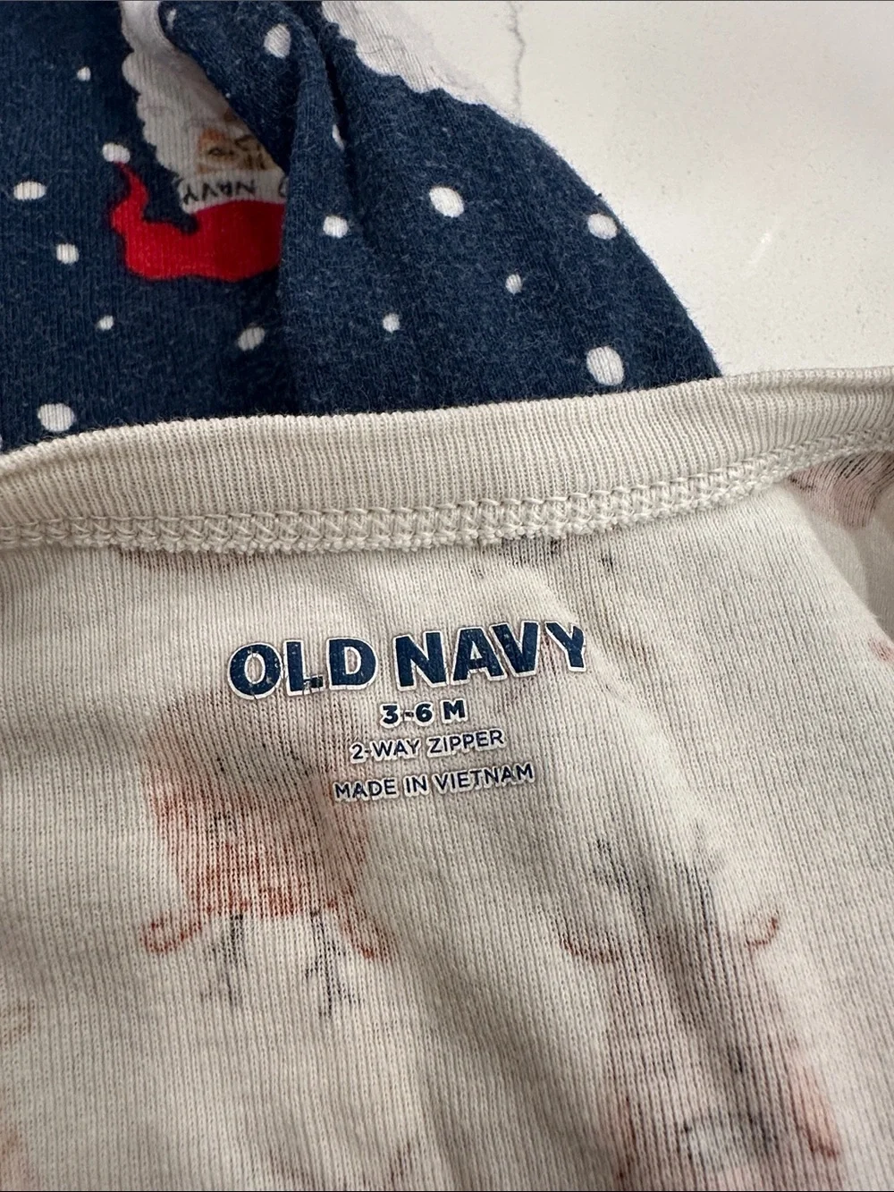 Old Navy Reindeer & Santa Holiday Baby Footed Sleepers